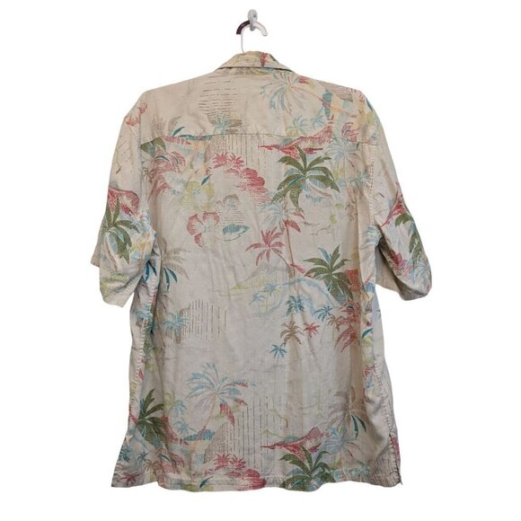 Tori Richard men's XL Honolulu 100% Silk Shirt Colorful Palm Tree island pattern - Picture 3 of 7